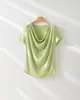 26 Ropa de Mujer de Verano Holgada Cuello Ropa de Mujer Tencel Lana Manga Corta Super Adelgazante Ligera 5A Tratamiento Antibacteriano Estilo Coreano Ropa de Mujer