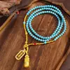 Tienda de Oro Mismo Estilo Colgante Pixiu Vajra Antiguo Chapado en Oro Incrustado de Diamantes, Collar Pixiu Vajra Estilo Chino Turquesa