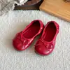 Zapatos planos de ballet para niños estilo coreano, colección primavera/otoño, zapatos de princesa con lazo para niñas, planos, punta poco profunda, de suela simple, zapatos mecedores para niñas
