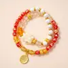 Cuentas de Porcelana Blanca, Pan de Oro, Ceniza, Zorro de Nueve Colas, Hechizo del Corazón Bagua de Nueve Cuadrados, Pulsera de Doble Círculo para Mujer, Pulsera Luminosa Esmaltada