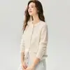 Suéter de tricô Bai Cai Rong 100% cashmere novo com gola redonda, coleção outono/inverno 2026, cardigã de tricô versátil com acabamento em renda