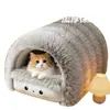Cama para gatos gruesa y cerrada para el invierno, que proporciona calidez y una sensación de seguridad para los gatos durante la temporada fría.; una casa para gatos de nuevo estilo para el invierno