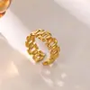 Anillo Nuevo Creativo de Acero Inoxidable, Simple y Moderno, Chapado en Oro de 18 Quilates, Anillo Abierto para Mujer, Joyería de Playa de Verano