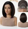 Peluca de Encaje Frontal 13*4 Tejida a Mano con Fibra de Alta Temperatura, Peluca Bob Corto Dorado Degradado para Mujeres, Cobertura Completa de la Cabeza