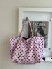 Bolsa de Lona Grande Capacidade Estilo Coreano Cor Blocada Bolinhas Estilo Preguiçoso Feminino Bolsa Tote de Nylon Bolsa de Mão/Ombro para o Trabalho