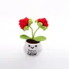 Venda Quente Transfronteiriça da Amazon Boneca Vaso de Flor Rosa Planta, Produto Acabado de Crochê Feito à Mão, Item Decorativo Positivo, Buquê de Flores de Crochê