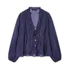 Ropa de Mujer Transfronteriza 2026 Moda Europea y Americana Moda Versátil Camisa Decorativa con Volantes en Capas y Mangas de Linterna para Mujer D6147