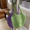 Fuente transfronteriza Bolso tejido a mano coreano Bolso de playa hueco para mujer Bolso de hombro informal de gran capacidad