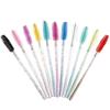Pincel Espiral Colorido com Cabo de Cristal para Cílios Pincel para Sobrancelhas Pente para Extensão de Cílios Ferramentas de Beleza para Cílios Atacado Cílios Postiços Atacado