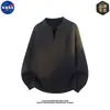 Suéter Masculino Gola V NASA Marca Luxo Leve Estilo Retro Old Money Outono Casual Solto Estilo Preguiçoso Tricô Tendência
