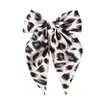Tejido de Satén Brillante Europeo y Americano Transfronterizo Pinza para el Cabello de Lazo Estampado de Leopardo Pinza de Una Sola Palabra Pinza de Resorte Accesorios para el Cabello de Mujer Venta al por Mayor
