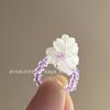 Anillos Florales Morados Pastorales Estilo Coreano al por Mayor, Súper de Hada, Anillos Elásticos de Perlas de Nicho de Gama Alta para Mujeres en Verano