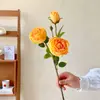 Ramo de flores artificiales de rosa princesa de borde deshilachado de 3 flores para decoración, estilo pintura al óleo, decoración de sala de estar, disponible para dropshipping