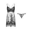 Guiruo Sexy Decote em V Profundo Renda Aperta o Peito Slim-fit Costas Nuas Alça Longa Camisola Roupa de Casa conjunto 557