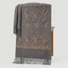 Bufanda Floral Bordada Pequeña de Anacardo con Hilo Dorado Chal de Imitación Cachemir Estilo Étnico Capa de Viaje Abrigo Cálido para Mujer 450g
