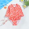 Ropa Infantil Transfronteriza, Trajes de Baño Infantiles, Nuevo Estilo de Verano, Traje de Baño de una Pieza con Estampado de Volantes y Mangas Largas para Niñas, Bikini de Secado Rápido