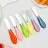 Cuchillo para Mantequilla, Rascador de Queso, Cuchillo para Crema de Acero Inoxidable 304 con Mango de Cerámica, Color Caramelo