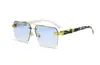 Gafas de Sol sin Marco con Borde Cortado y Patillas Florales, Protección Solar, Protección UV, Gafas para Conducir, Gafas de Sol Modernas y Versátiles