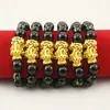 Pulsera de obsidiana imitación y oro para hombre con mantra de seis palabras palillos imitación oro chapados en oro puesto puesto de feria del templo venta caliente