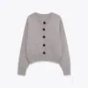 Chaqueta de punto básica suave y holgada de manga larga para mujer, cuello redondo, un solo botón, cárdigan de punto nuevo para otoño e invierno, transfronterizo europeo y americano