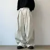 Pantalones de trabajo retro estilo japonés de pierna ancha plisados, unisex, corte holgado, pierna recta, casual, versátil, hasta el suelo, con caída fluida