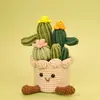 Bestseller internacional: Plantas em vaso de cactos e suculentas, plantas verdes artificiais, pequenas plantas em vaso tecidas à mão, bonsais que trazem sorte