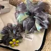 Scrunchie Amarelo Floral Estilo Coreano para Mulheres, Acessório Versátil da Moda, Elástico de Cabelo Fresco e Elegante para o Verão, Ornamento de Cabelo
