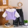 Roupa de Outono para Meninas 2025 Novo Colete de Bebê Estiloso Conjunto Casual de Três Peças para Crianças Pequenas Primavera e Outono Venda por Atacado