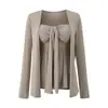 Elegante y Casual Conjunto de Cárdigan con Top Tubo para Mujer, Nuevo Estilo Verano 2025, Diseño Atmosférico con Chaleco Acolchado + Mangas Largas