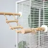 Escalera de Escalada para Loro Accesorios para Jaula de Pájaros Pájaro Pequeño Puente Colgante de Madera Escalera de Nube Columpio Juguete para Loro Escalera de Masticar Suministros para Jaula de Pájaros