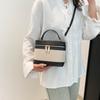 Bolsa Balde Casual Portátil Estilo Coreano Feminina 2025 Nova Moda Moderna Costura em Cores Contrastantes Têxtil Ombro Transversal