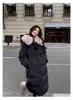 Chamarra de plumón Yuyan con cuello de piel de zorro para mujer, estilo largo, cintura con cordón, corte holgado coreano, talla grande, nuevo abrigo de invierno 2026