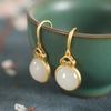 Gancho para oreja de jade hetiano bañado en oro y plata S925 de Yuexin, con forma de huevo, Xiangyun, temperamento simple, personalidad retro, gota para oreja femenina