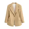 Otoño 2026 Nuevo Estilo Europeo y Americano Moderno para Viajar Ajuste Delgado Satén Un Botón Holgado Manga Larga Blazer
