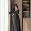 Conjunto de punto con encaje empalmado de dos piezas, nuevo diseño estilo coreano para otoño e invierno, conjunto de cárdigan y falda de nicho de dos piezas