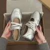 Sapatos Mary Jane de Couro Patente com Solado Macio, Bico Redondo, Estilo Novo de Verão, Boca Rasa 2026, Retro, Versátil, Vermelho, Moda, Versátil