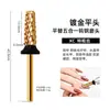 Cabeça de Polimento para Manicure Banhada a Ouro Transfronteiriça Cabeça de Polimento para Unhas de Aço de Tungstênio Cabeça Plana Chanfrada Remoção de Dente Cruzado Cola de Esmalte