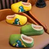 Pantuflas de algodón para niños, niños y niñas, lindas de dibujos animados, otoño e invierno, antideslizantes, impermeables, con felpa, cálidas, para interior, suela suave, pantuflas de algodón