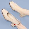 Zapatos de Tacón Alto para Mujer 2026 Primavera Nuevo Estilo Punta Cuadrada Baja Suela Suave Zapatos de Trabajo Profesionales Tacón Grueso Zapatos Profesionales para Viajar al Trabajo