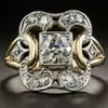 Anillo Geométrico Hueco Tallado con Circonita Europeo y Americano Nuevo Transfronterizo 2025 Moda para Hombres y Mujeres Joyería de Mano Retro al por Mayor
