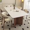 Mesa de jantar de madeira maciça em nogueira preta vintage creme, estilo silencioso, retangular, com placa de rocha, para casa, pequena, apartamento, mesa de jantar, cadeira