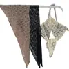 Lenço Triangular Geométrico Floral de Renda em Camadas Estilo Coreano, Cinto de Cintura, Cobre o Corpo, Emagrecimento, Moda para Mulheres