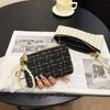 Cartera para Mujer Corta Estilo Chanel con Cremallera para Monedas Portatarjetas Tejido de Lona Exquisita Bolsa Clutch para Llaves de Licencia de Conducir