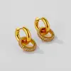 Brincos Redondos de Diamante Retro da Moda Europeus e Americanos Novos de Luxo Leve Personalizados Versáteis Joias Femininas