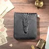 Cartera de Hombre Amazon Patrón Creativo Gran Capacidad Cuero de Vaca Imitación Cera de Aceite Cabeza de Cocodrilo Prensada Cartera Corta con Cremallera