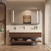 Gabinete de banheiro moderno estilo minimalista combinação bancada integrada em cerâmica termoformada lavatório de banheiro lavatório para lavar o rosto bancada de banheiro