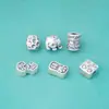Plata Pura S999 Estilo Chino Nuevo Vintage Cuentas Espaciadoras de Paz y Fortuna Elefante Pequeño Seis Palabras Mantra Cuenta de Fortuna Accesorios para Pulsera DIY