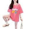 Camiseta de Algodão Puro de Verão com Ombro Inclinado de Manga Curta Novo Estilo Coreano Solta e Versátil de Comprimento Médio com Design Assimétrico Top de Manga Curta