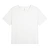 Top de Manga Curta em Fibra de Liocel Cor Pura Gola Redonda para Obeso mm Tamanho Plus Verão Solto Look Emagrecedor Versátil Camiseta 65281