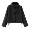 Chaqueta de algodón transfronteriza europea y americana para mujer con cuello alto, cintura anudada, mangas largas, nuevo modelo de verano